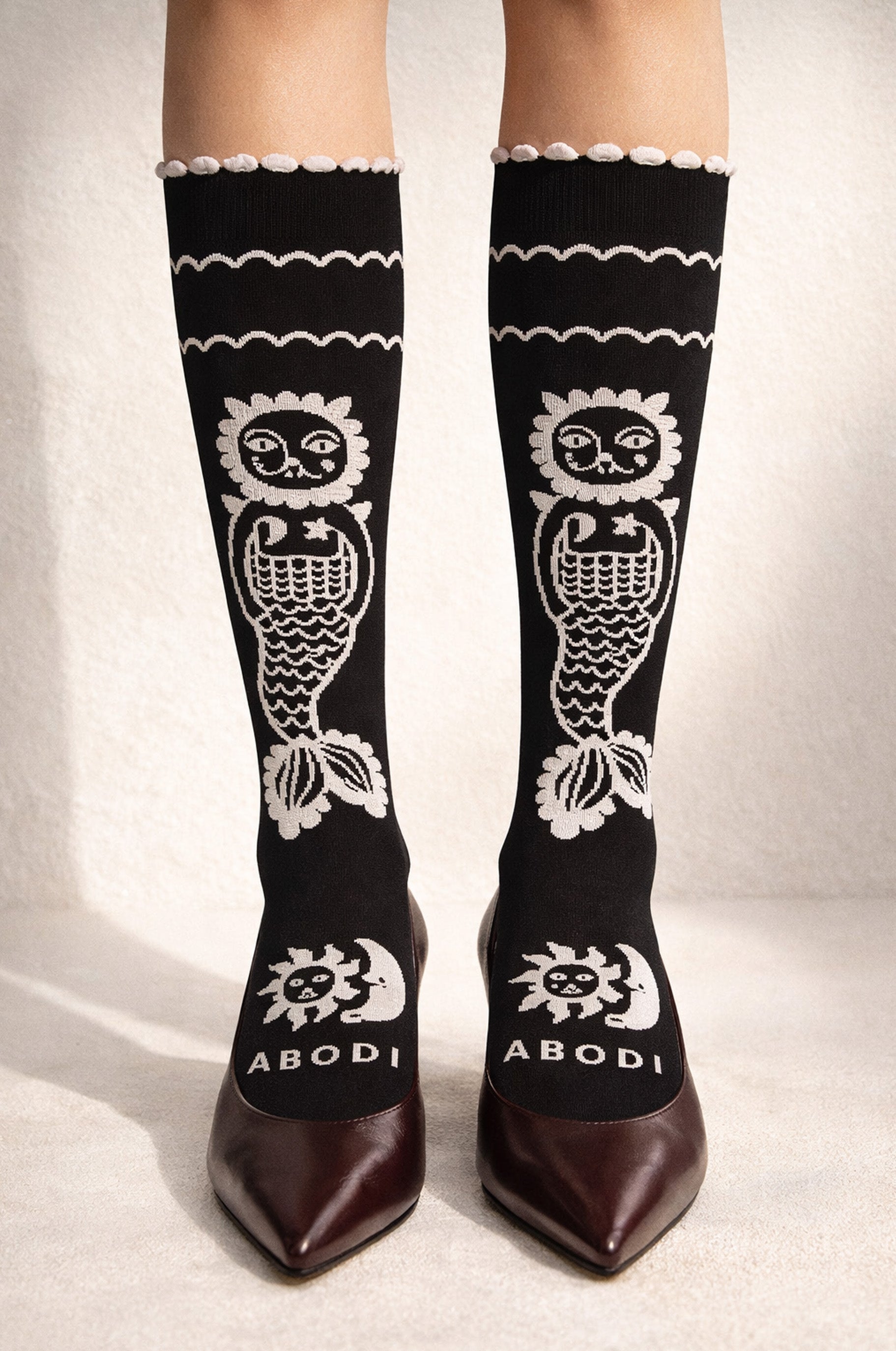 Mermaid cat scalloped socks