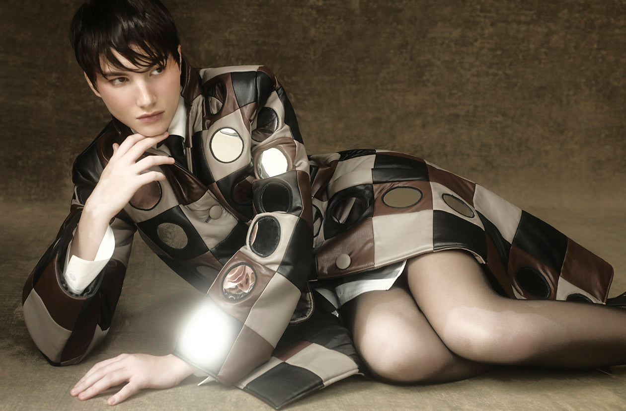 Reflections mirror patchwork coat